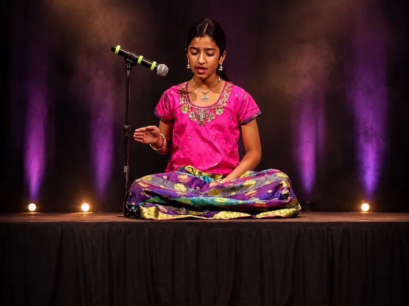 Carnatic vocal students singing at Spotlight Academy, Spring TX
