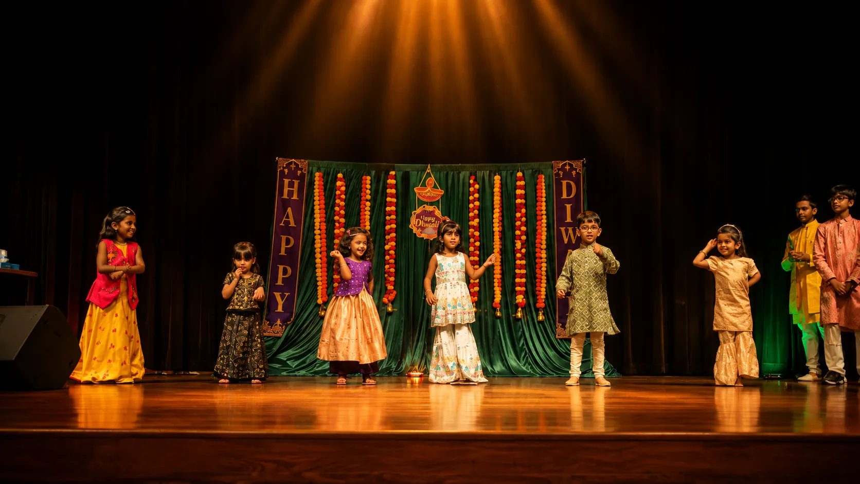 Spotlight academy kids diwali dance performance spring texas