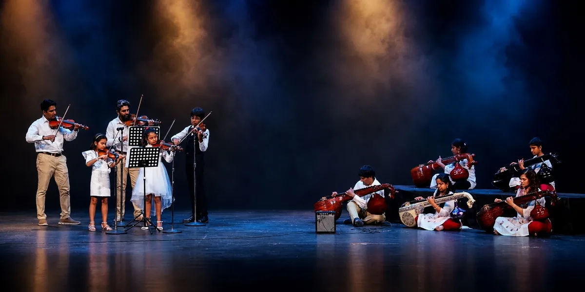 Students performing on stage at a Spotlight Academy showcase in The Woodlands and Spring TX